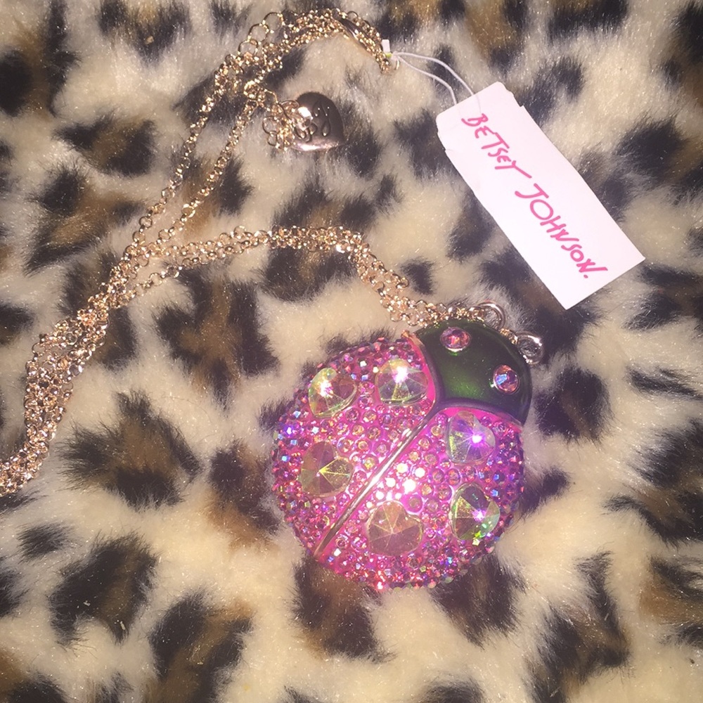 NWT BETSEY JOHNSON LADYBUG NECKLACE PINK GREEN